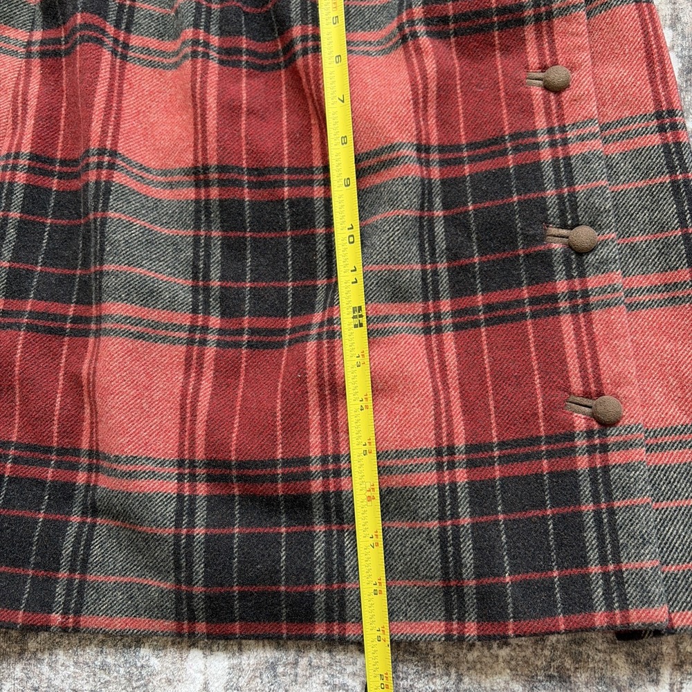 VTG Telluride Clothing Wool Blend  Women's Skirt Size 12 Lined, Red Brown Plaid - Picture 6 of 7